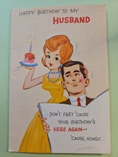 Vintage 1960s Greeting Card Pop up Husband Birthday Used 6.5