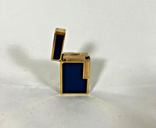 Vintage S.T. Dupont Ligne 1 BR Lighter | Navy Blue Laque de Chine & Gold-Tone | picture