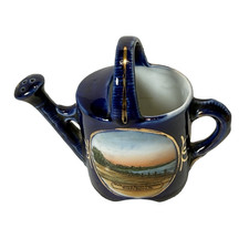 WILKES BARRE PA Antique RIVER Souvenir COBALT TRINKET PAINTED CREAMER TEAPOT picture