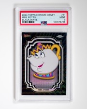 MRS. POTTS #51 2024 Topps Chrome Disney Black Wave Refractor 10/10 PSA 9 picture