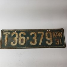 1931 Kansas License Plate T36-379 31 Vtg picture