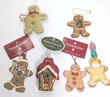 Vintage Gingerbread Man Ornament Lot of 6 picture