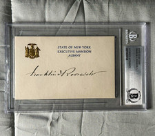 Franklin D. Roosevelt Signed State of New York Executive Mansion Albany Card BGS picture