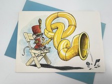 Vintage Phil Mendez Apology Greeting Card Mouse Tuba Sour Note Alexander picture