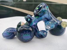Daddy'O 2008 Custom Organic Sherlock Pipe Opals Flower Marbles Signed Heady Glas picture