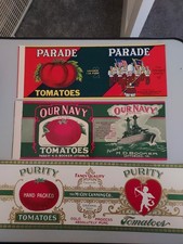 Set Of 5 Vintage Tomato Can Labels picture