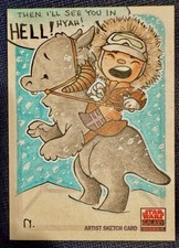 2011 Topps Star Wars Galaxy 7 Sketch Card Han Solo Tauntaun Nina Edlund 1/1 RARE picture