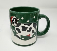 Rare Vintage Waechtersbach Christmas Cow Mug Green picture