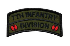 7th Infantry Division Tab - 2 X 3 1/2 inch OD Green Tab - Lightfighter - 7th ID picture