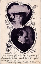 1906 Alice Roosevelt & Congressman Longworth Antique Postcard PA to IN picture