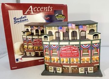 Dept 56 Wrigley Field Chicago Cubs Baseball Stadium 2005 Accents W/Box & Flags picture
