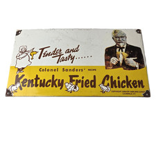 Vintage KFC Sign - Kentucky Fried Chicken Fast Food Gas Pump Porcelain Sign picture