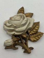 Vintage Homco 1970s Hollywood Regency Style Rose Plaque Single Rose 7 x 6