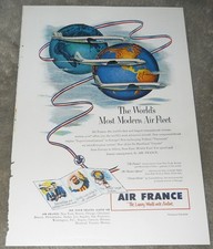 1953 Vintage Print Ad Air France Modern Air Fleet / Stereo Realist 3D Camera picture