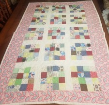 Antique Lap Blanket, Some Feedsack ,47