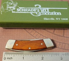 Schrade 3rd Generation Knife USA C627 Two Blade Folder Sowbelly Wood Handles NOS picture