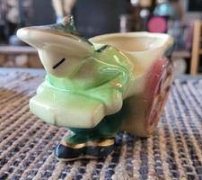 Vintage Shawnee Pottery #539 Ceramic Asian Man With Cart Cute Flower Pot picture