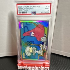 Topps 2025 Chrome SpongeBob Firmly Grasp It #70 Refractor PSA 9 picture