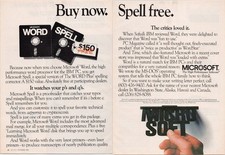 Microsoft Word 2pg Print Ad 1984 Vintage Software IBM PC Spelling Corrector picture