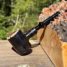 Black maple Poker pipe with fancy straight black acrylic stem picture