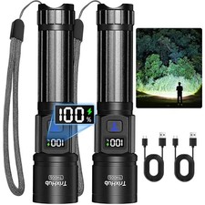 Rechargeable Flashlights 2 Pack, Super Bright High Lumens Flash Light, 5 Black picture