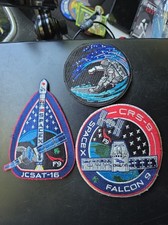 2 Space X Falcon 9 Patches, 1 patch astronaut surfing picture