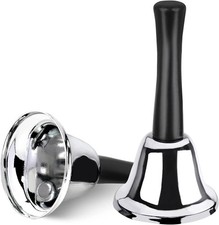 2 Pack Hand Bell, Silver Steel Bell, Ringing Bell with Handle, Dinner Bells for picture