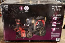 RARE Gemmy Animated 12-Foot Carriage Hearse with Reaper Halloween Inflatable NEW picture