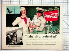 Vintage 1938 Coca-Cola American Airlines Airport Pilot Flight Attendant Ad picture