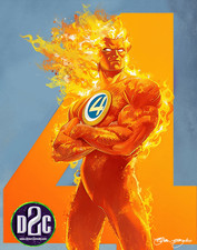 Comic Art One of a Kind Painting of The Human Torch picture