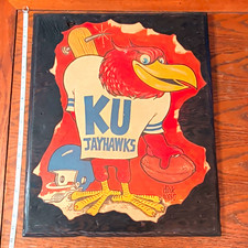 Vintage 1970 Kansas Jayhawks KU Big 8 Dirk West Football Wood Wall Plaque picture