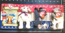 Rare 2000’s American Trio McDonalds Teenie Beanies Set Libearty Lefty Righty picture