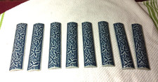 Vintage Blue White Grape Vine Ceramic Border Tiles Lot Japan MCM Trim, Nice picture