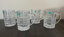 Tiffany & Co Crystal Plaid Beer Mug Clear Cut Glass 16 oz Set of 4 w/ Gift Box picture