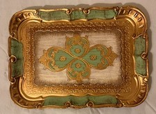 Vintage Italian Hand Painted Wood Tray Set Bellagio Italy Mario Tacchi 4 Pc picture