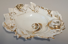 Vintage German Porcelain Pumpkin/Leaves Trinket/Jewelry Tray Fall Gift Figurine picture