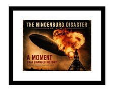 Hindenburg Disaster 1937 Historic Airship Explosion Vintage Style Wall Art Print picture