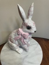 Laura Ashley Pink Floral Easter Bunny Rabbit w/Bow 12