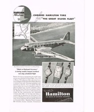 1937 Hamilton Watch Eastern Air Lines Silverliner Vintage Print Ad picture