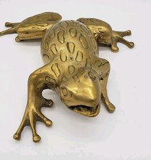 Vintage Midcentury Large Brass Bull Frog 9 X 9 Inch Sculpture Figurine picture