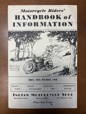 ORIGINAL 1937 INDIAN MOTORCYCLE Motorcycle Riders' Handbook of Information picture