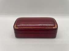 Vintage Italian Calf Leather Trinket Storage Box Desk Decor Burgundy Gilt Trim picture