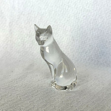Vintage 1993 Lenox Clear Crystal Cat Figurine 4.5 Collectible Glass Kitty Figure picture