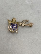 Order of DeMolay Lapel Pin Antique 14k Masonic pin Blue Enamel Seed Pearls 1920s picture