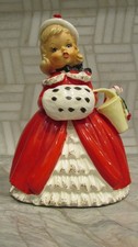 Vintage Napco Japan 1956 Red Christmas Porcelain Girl Planter w Muff CX2266C  picture