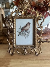 Antique Victorian Ornate Brass Floral & Leaf Picture With Swing Arm picture