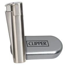 Clipper Metal Lighter - Refillable, Includes Case. Silver JET Butane Lighters picture