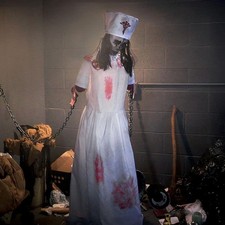 Convulsing Nurse 5.2 FT Animatronic Halloween Decoration Motion Activated Sounds picture