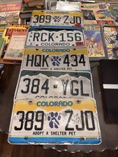 Lot of 5 Vintage Colorado License Plates - Adopt A Shelter Pet picture
