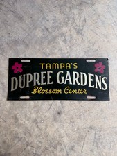 Vintage 1940s - 1950s Dupree Gardens Tampa Florida Souvenir License Plate picture
